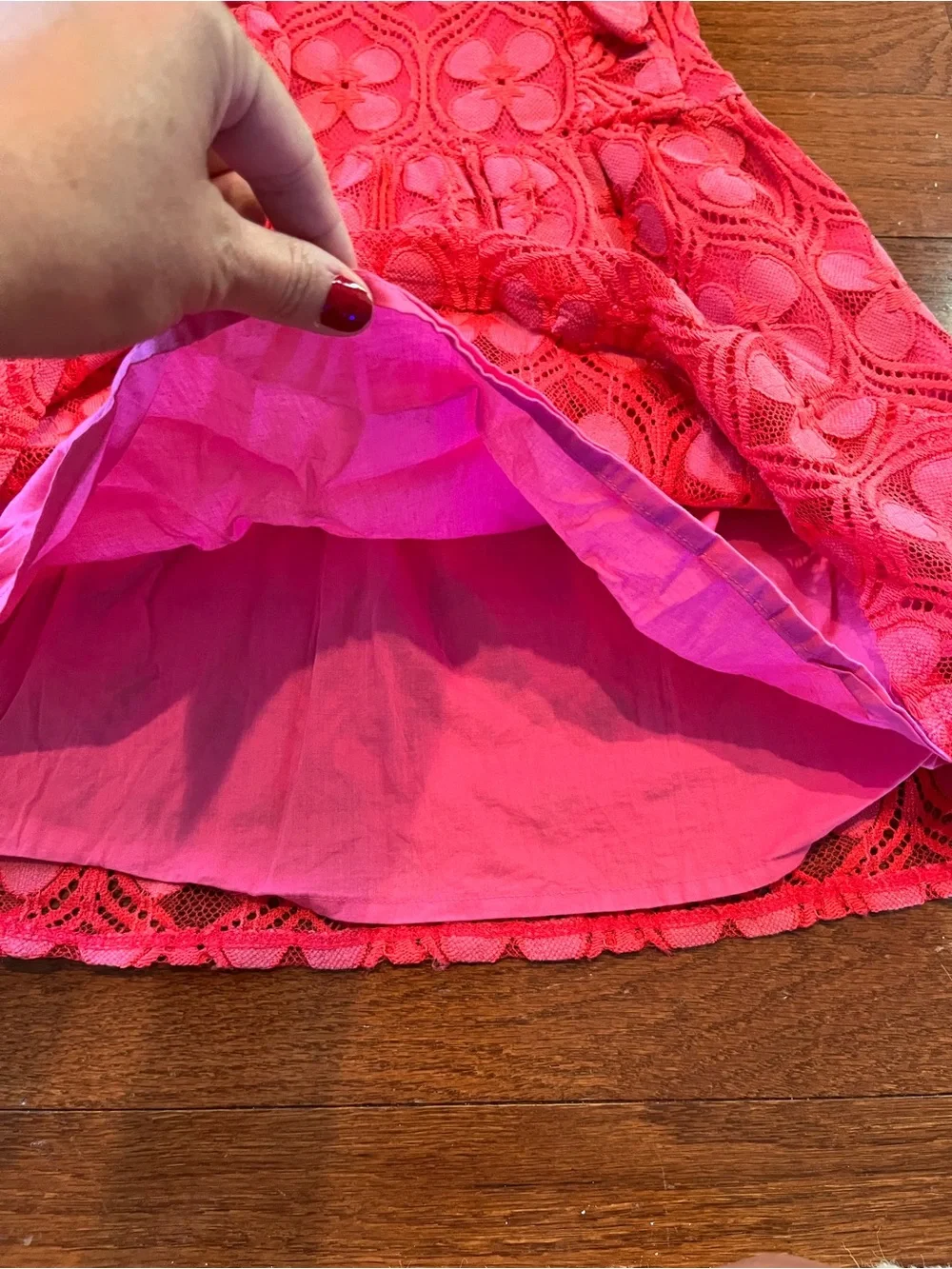 OshKosh B'gosh Hot Pink Floral Eyelet Ruffle Dress